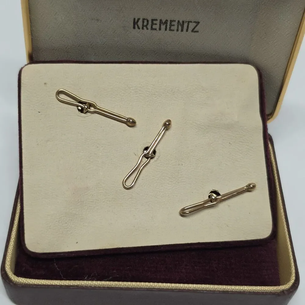 Vintage Krementz Art Deco Cufflink & Stud Set with Black Onyx In Original Case